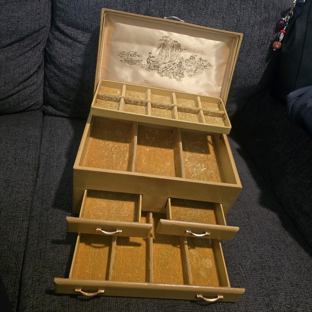 Vintage 1950s Floral Jewelry Box Organizer